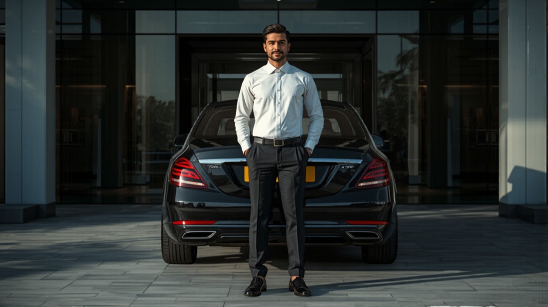 Sudarshan Cars chauffeur with luxury sedan