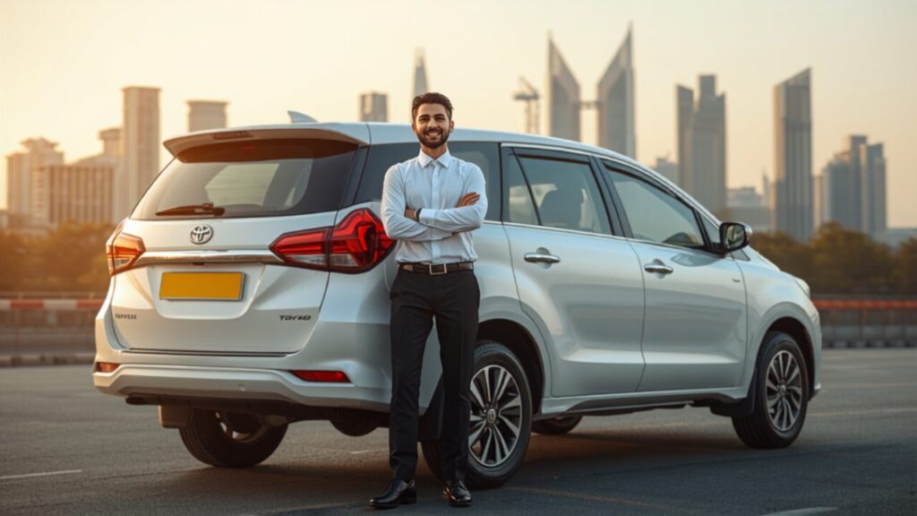 Monthly Car Rental in Mumbai with Driver: Costs, Cars & Why It Beats Daily App Cabs (2026) Chauffeur-driven monthly car rental in Mumbai with driver - professional chauffeur beside premium SUV